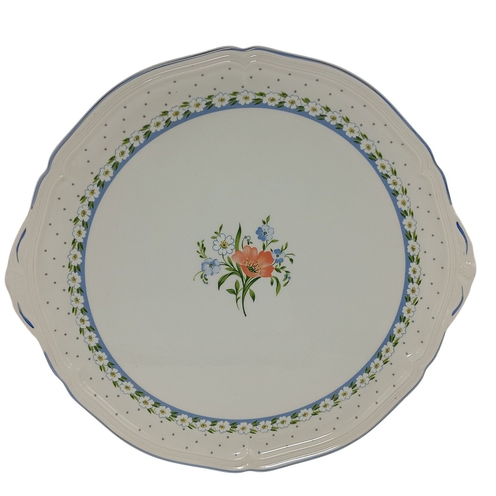 Villeroy‎ and Boch Cake Plate Platter Romantica Pattern Double Handles Floral